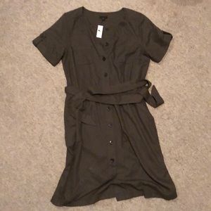 Talbots Army Green Button Down Dress